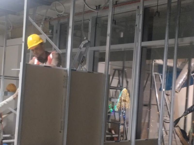 Gypsum Board Fixing — commercial office fit-out by MS Interior, Hyderabad