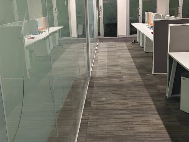 Glazed Corridor to Workstations — commercial office fit-out by MS Interior, Hyderabad