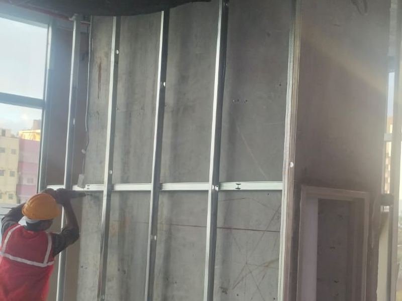 Perimeter Partition Framing — commercial office fit-out by MS Interior, Hyderabad